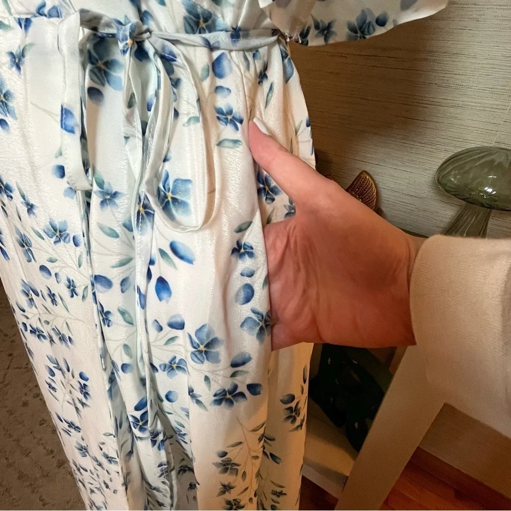 Reistor Summer Rains Dress in Visions Of Blue Wrap Dress Woman’s Size Large NWT - Picture 7 of 9